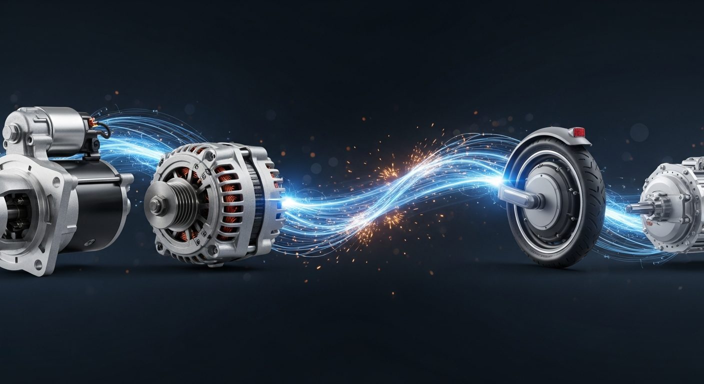 Componentes elétricos automotivos e de mobilidade elétrica conectados por energia